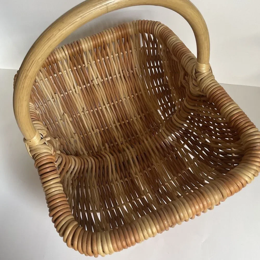 Vtg Buttocks Woven Basket Harvest‎ Egg Gathering Country Farmhouse Primitive